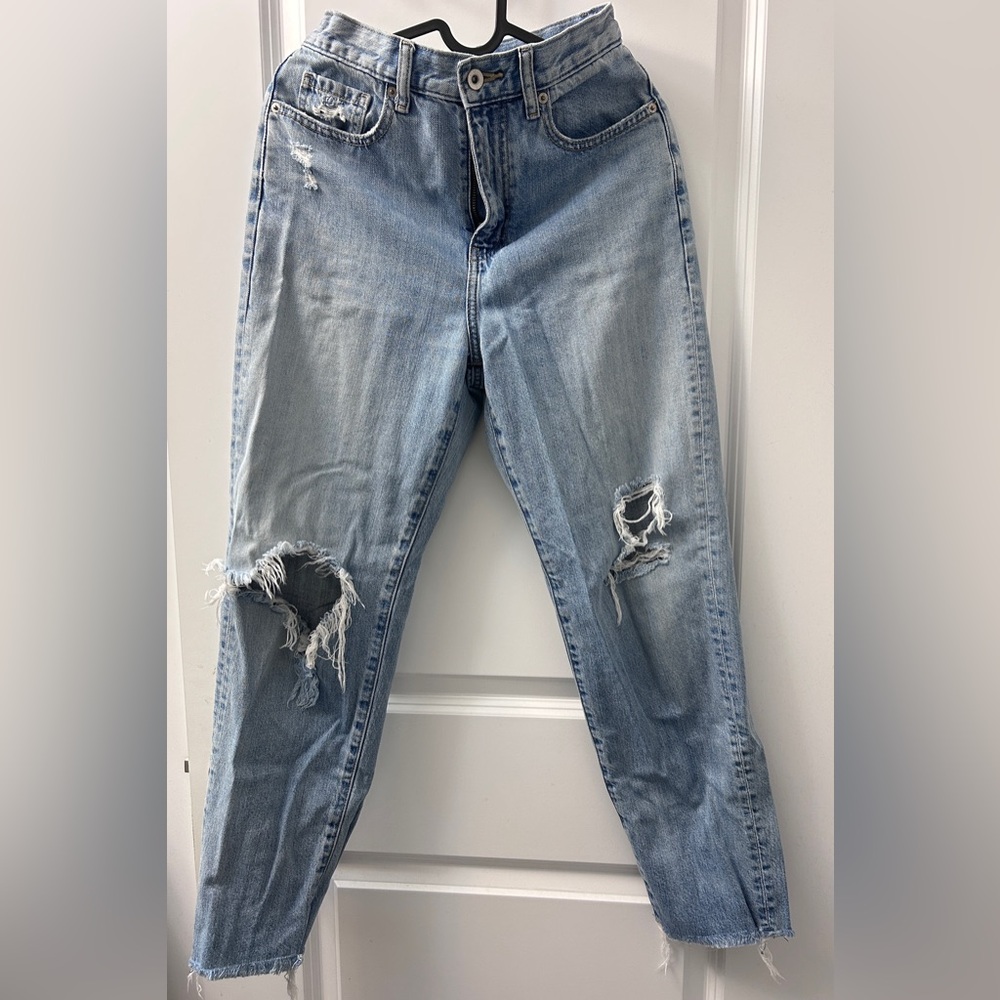 Uniqlo Distressed Blue Women's Straight Jeans